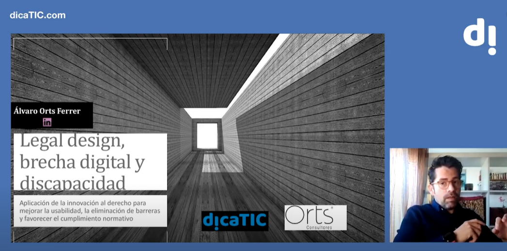 Imagen del webinar de Dicatic con Álvaro Orts sobre aspectos legales de la brecha digital