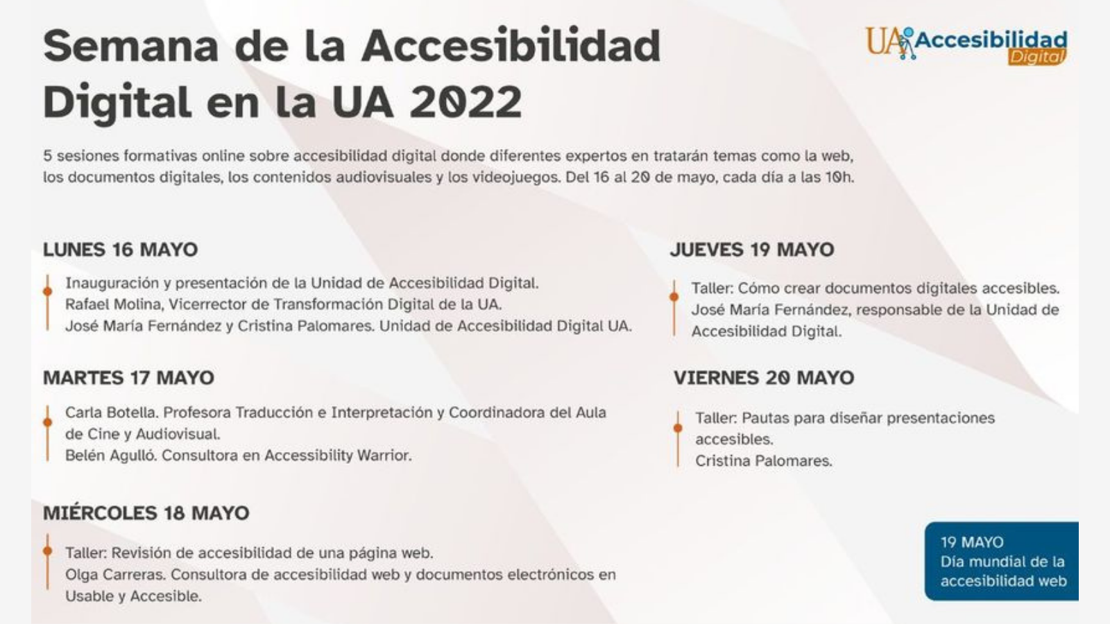 Cartel de la Semana de la Accesibilidad 2022 de la Universidad de Alicante