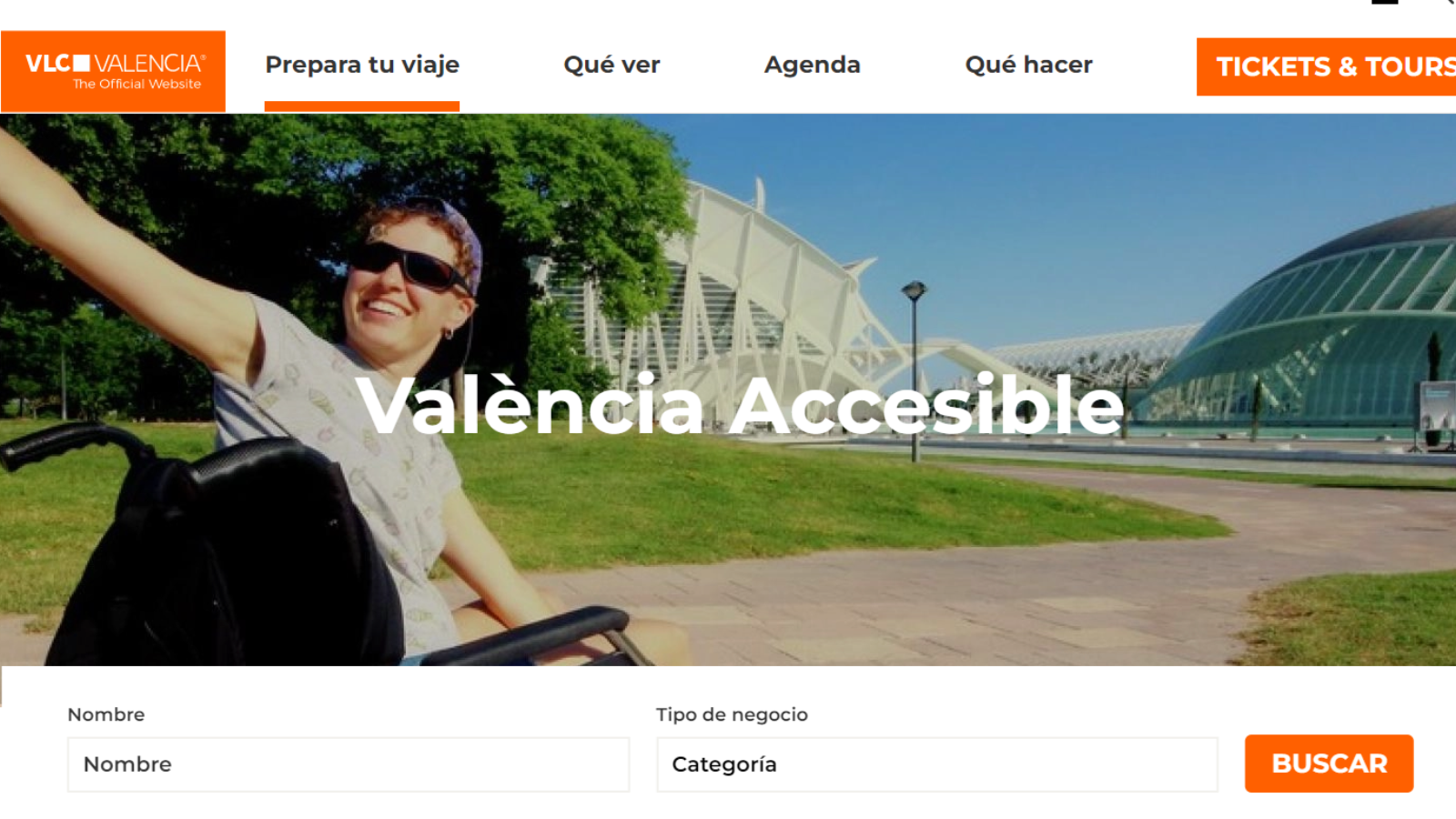Imagen de la web de visit Valencia donde se recoge la guía de turismo accesible de la ciudad